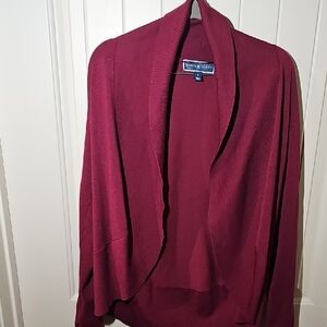 Karen Scott Rich Red Open Front Cardigan